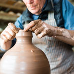 Clive Bowen in his pottery 2016